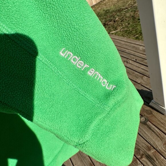 Under Armour 1/4 Zip Fleece Pullover Size Lg Green Outdoors Lightweight Sporty - Picture 5 of 12